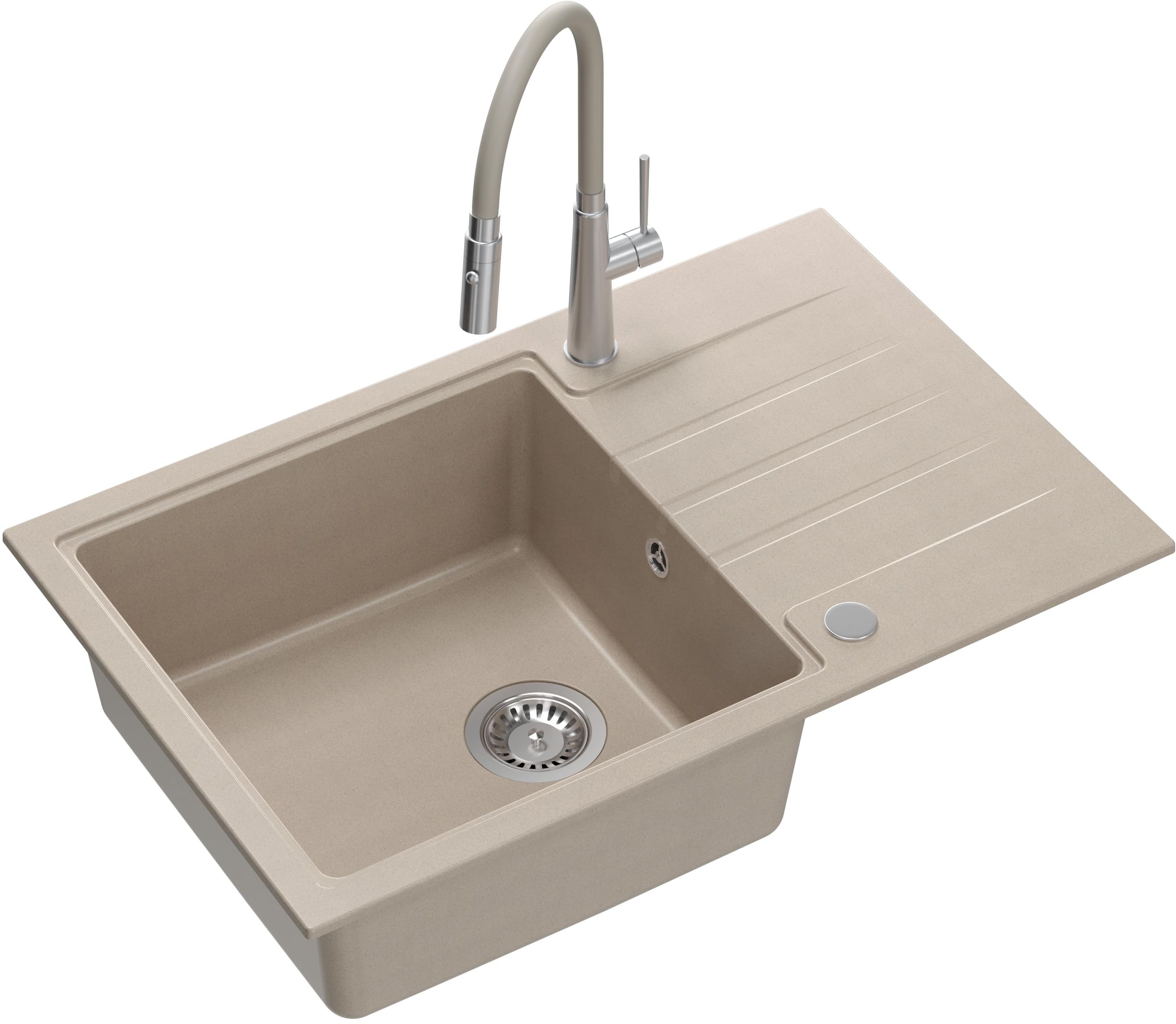 Quadron Peter fregadero con grifo beige/acero HCQP7850BEZK_3922505BSBE