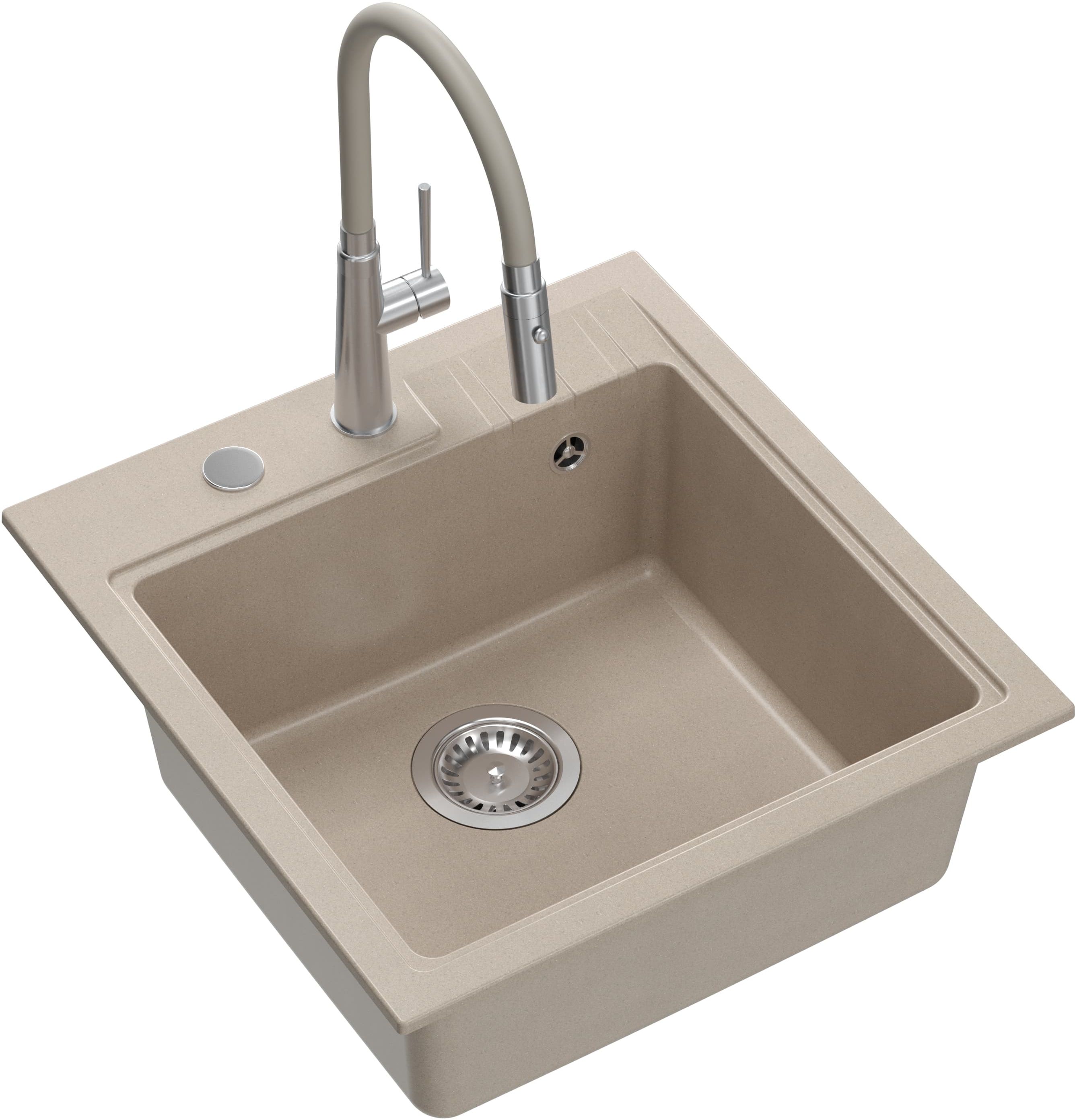 Quadron Peter fregadero con grifo beige/acero HCQP5052BEZK_3922505BSBE