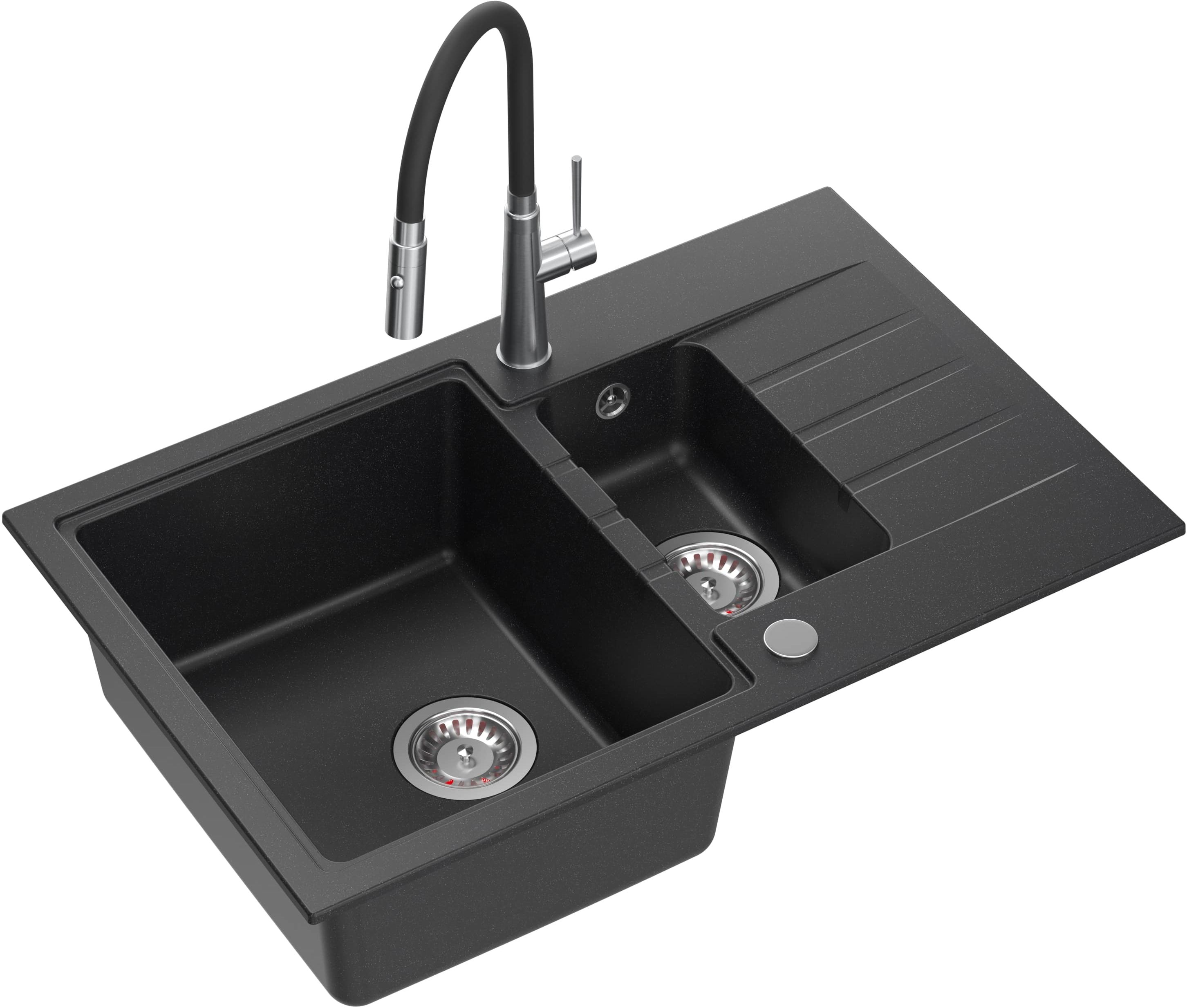 Quadron Peter fregadero con grifo negro/acero HCQP57850CZK_3922505BSBL