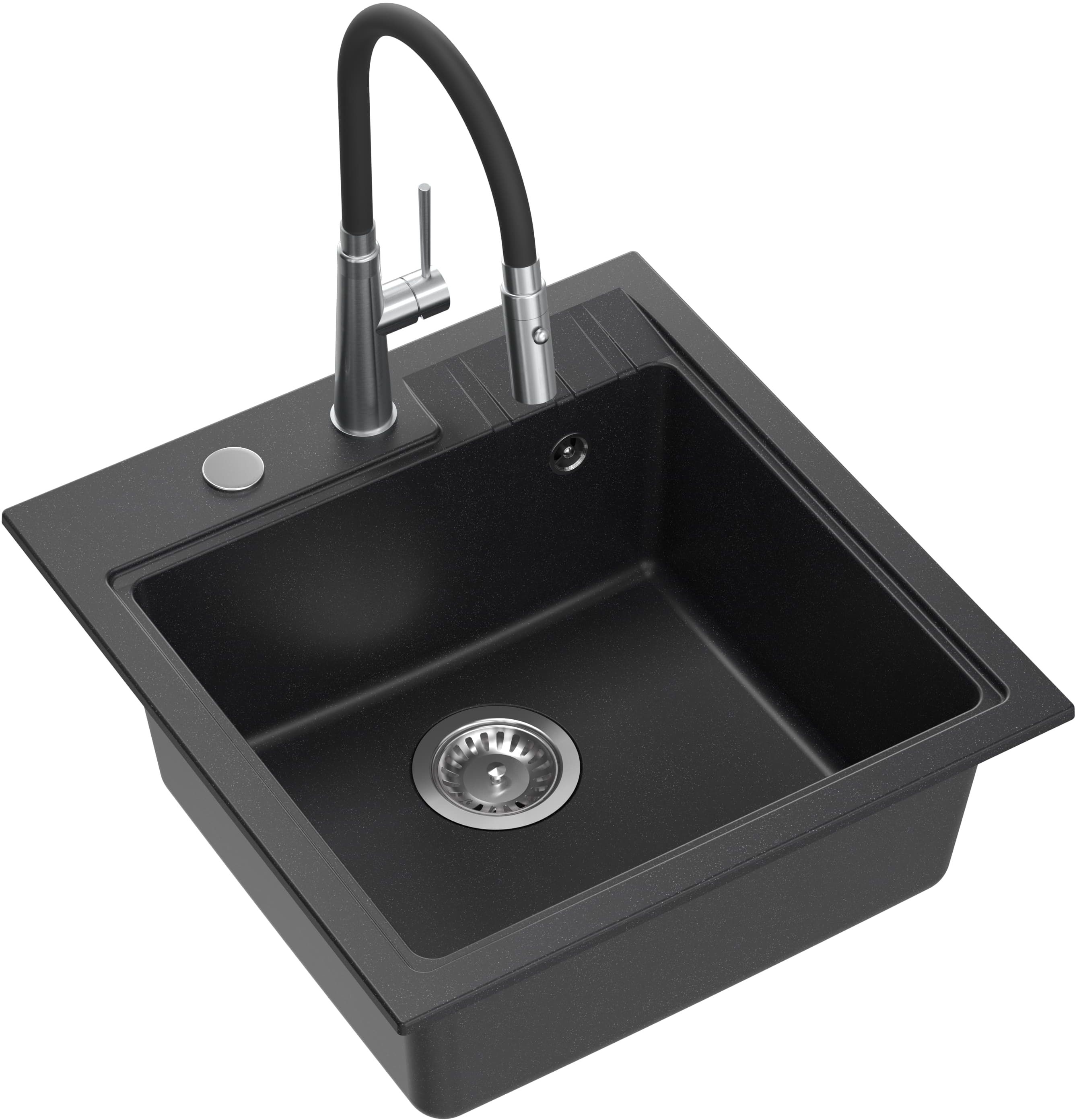 Quadron Peter fregadero con grifo negro/acero HCQP5052CZK_3922505BSBL