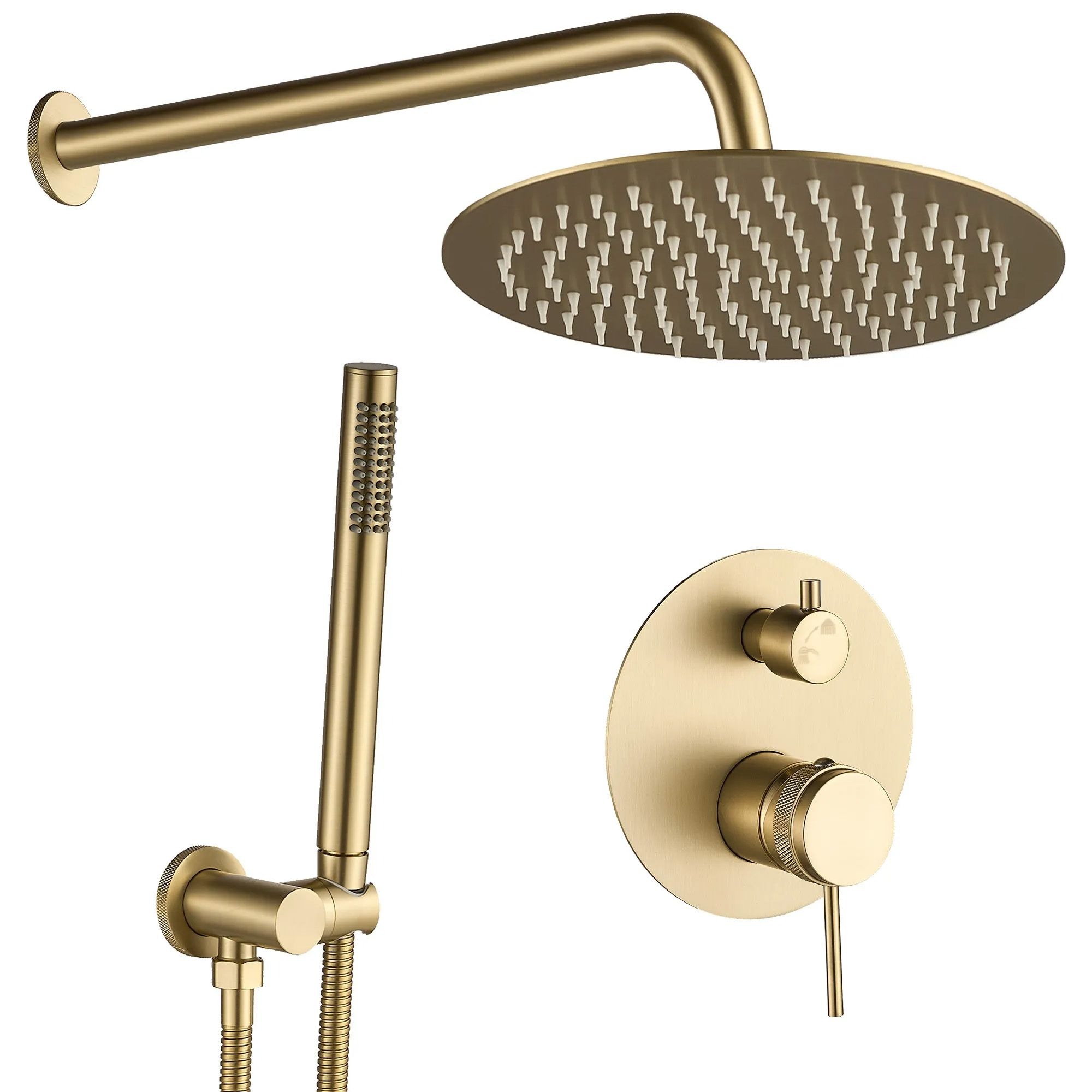 Rea Lungo Grip conjunto de ducha empotrado con rociador con efecto lluvia oro REA-P8950