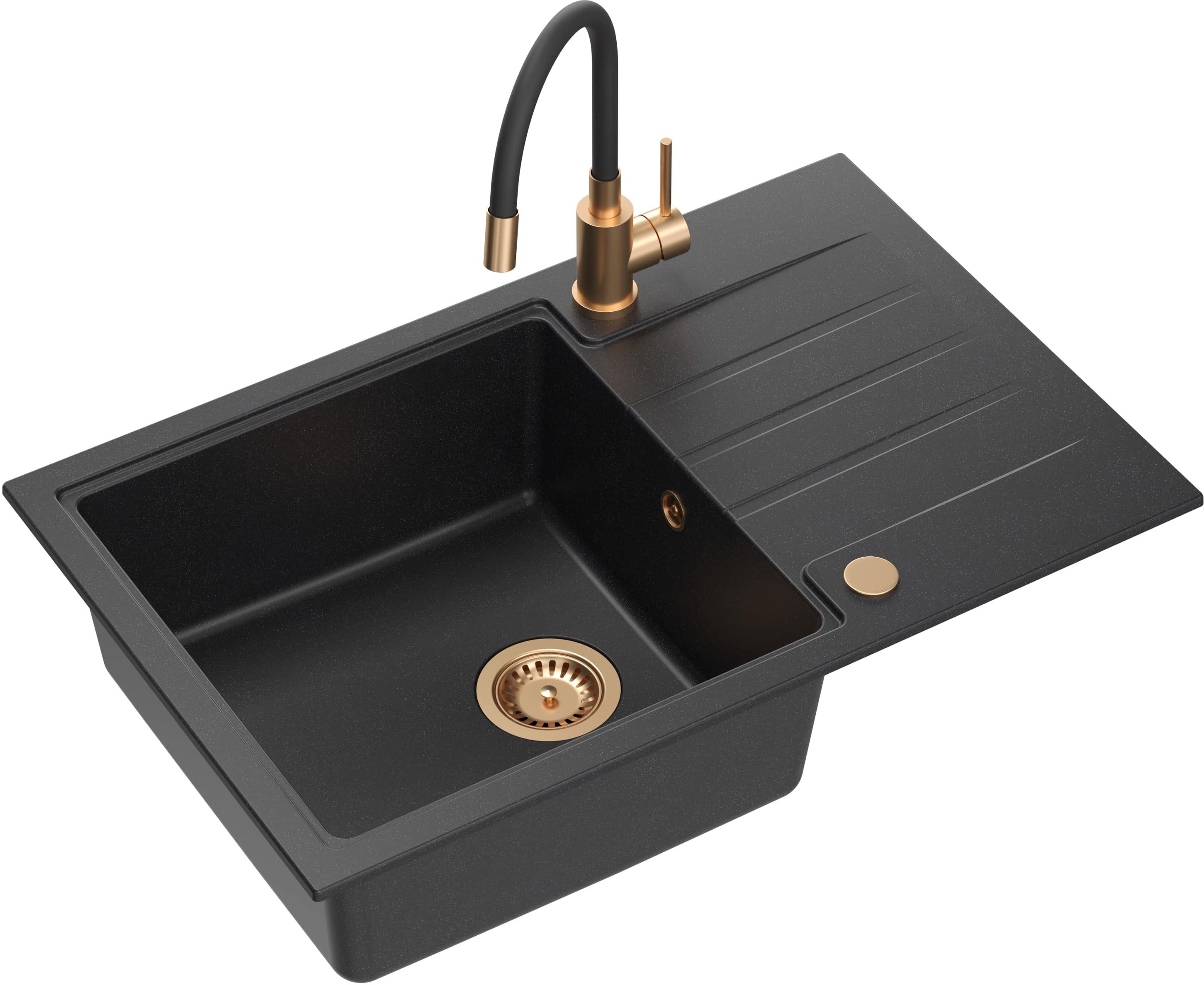 Quadron Peter fregadero con grifo negro/negro HCQP7850CZK_3323503PVDC1