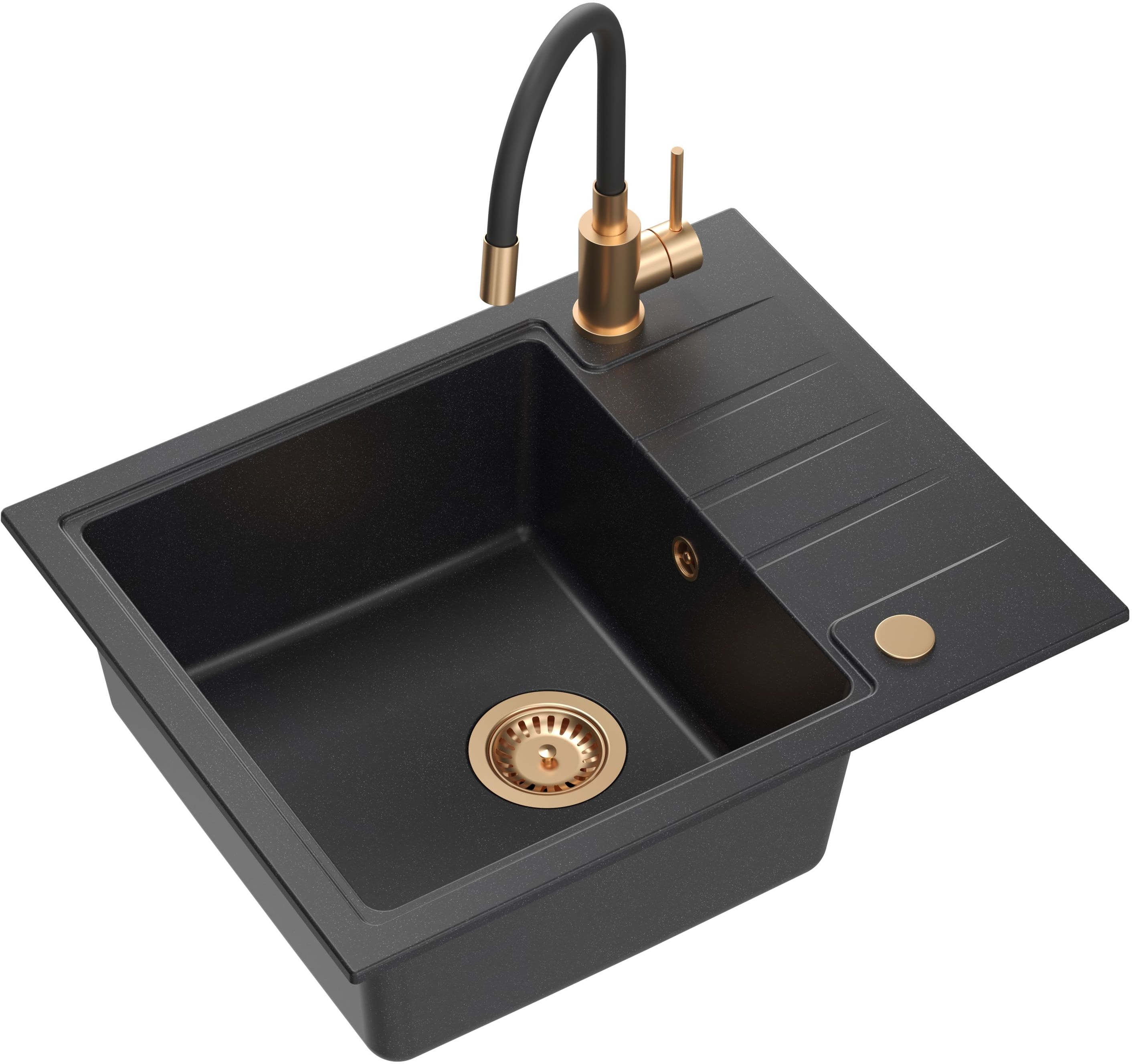 Quadron Peter fregadero con grifo negro/negro HCQP6250CZK_3323503PVDC1