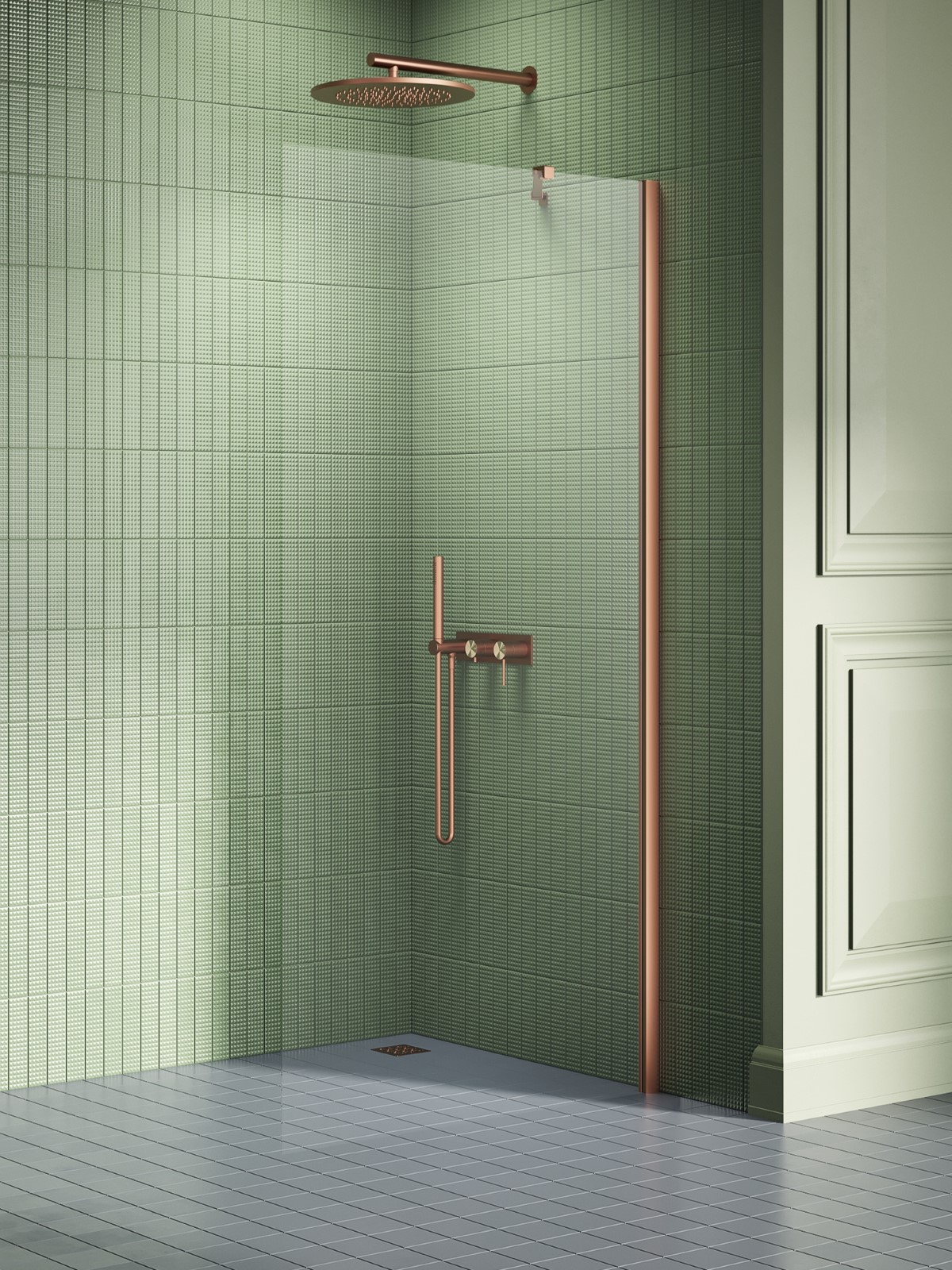 New Trendy New Soleo Copper Brushed mampara de ducha walk-in 90 cm cobre cepillado/vidrio transparente K-2103
