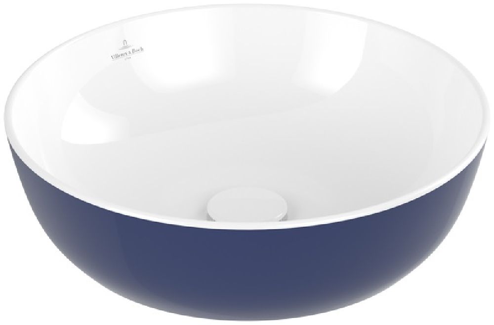 Villeroy & Boch Artis lavabo 43x43 cm circular sobre encimera blanco-azul 417943BCS4