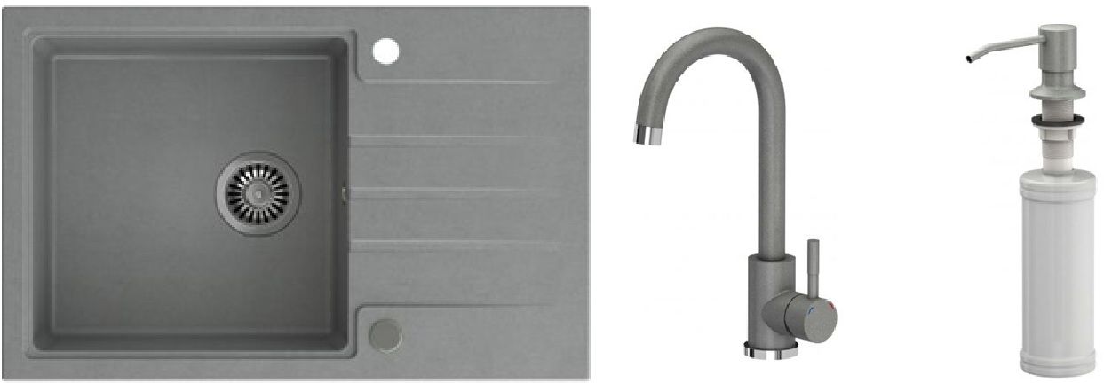 Conjunto fregadero GraniteQ Quadron Peter HCQP7850SZK, grifo de cocina Quadron Kate 3623500_GR, MFS1001GR