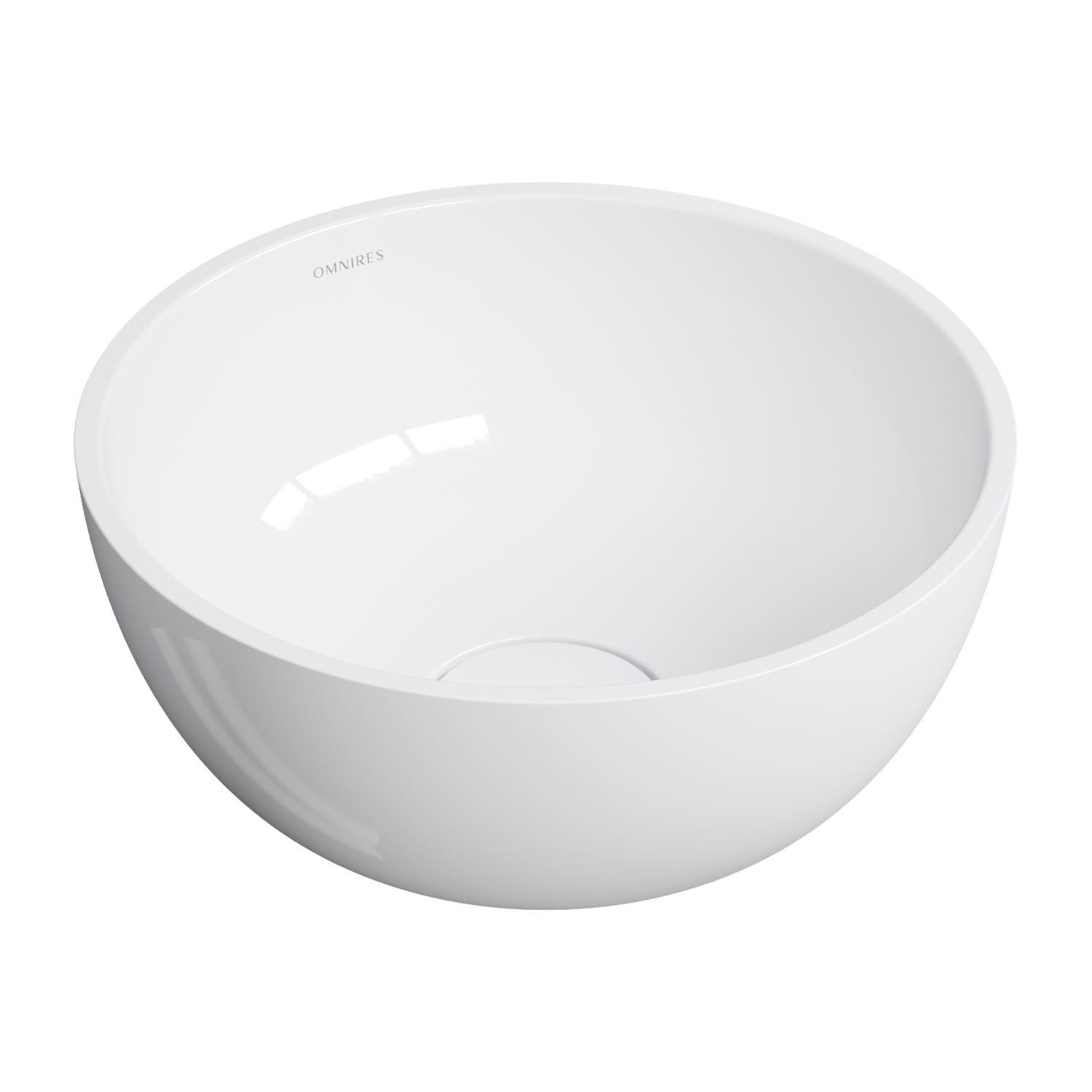 Omnires Shell M+ lavabo 35x35 cm circular sobre encimera blanco SHELL350UNBP