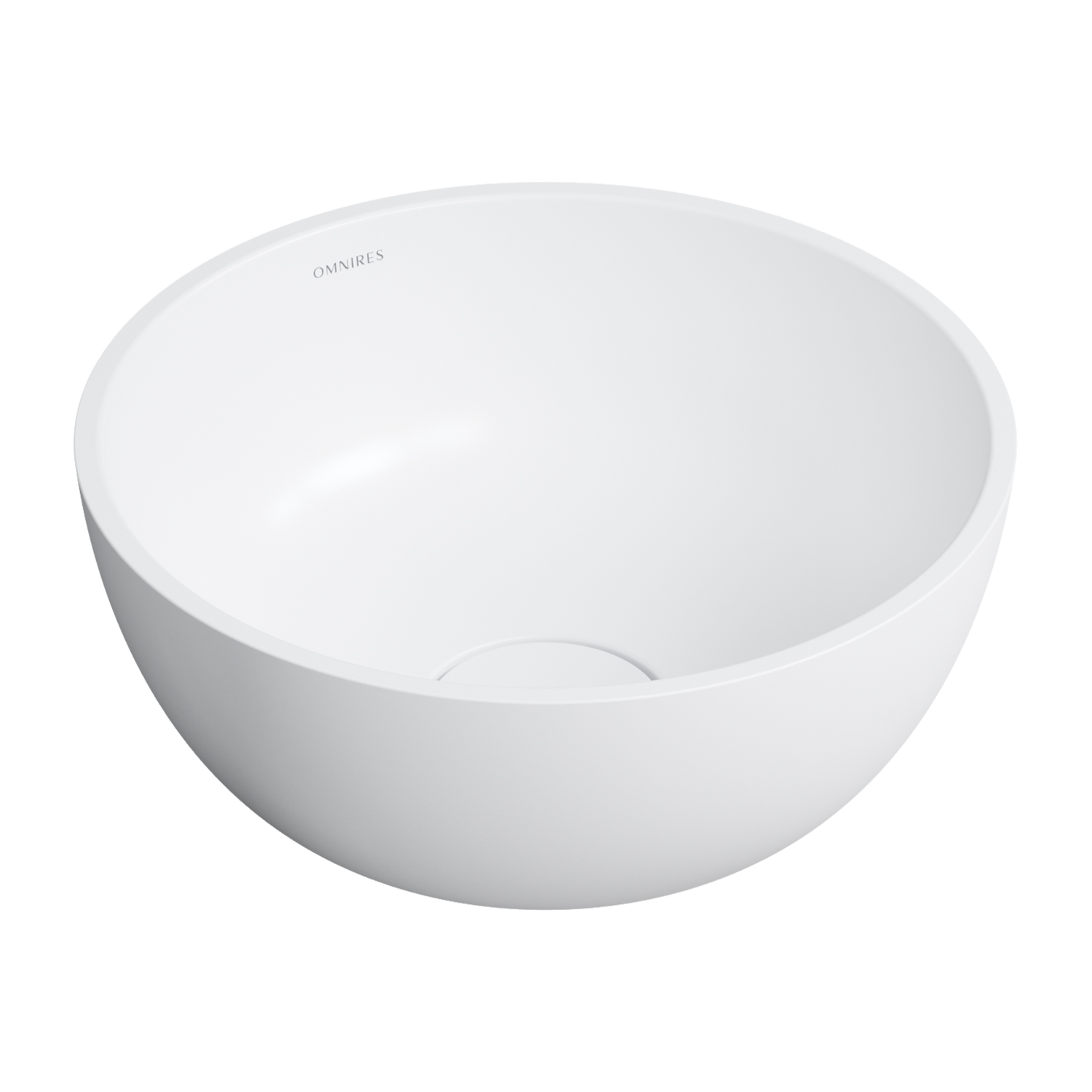 Omnires Shell M+ lavabo 35x35 cm circular sobre encimera blanco SHELL350UNBM