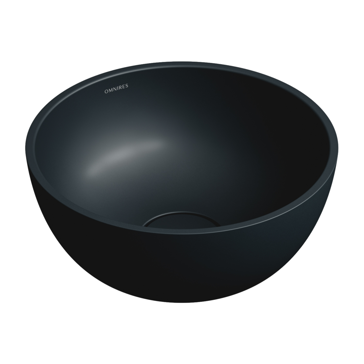 Omnires Shell M+ lavabo 35x35 cm circular sobre encimera negro SHELL350UNBLV