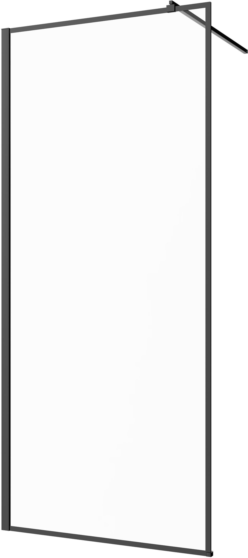 Invena mampara de ducha walk-in 100 cm negro semimate/vidrio transparente AK-32-108