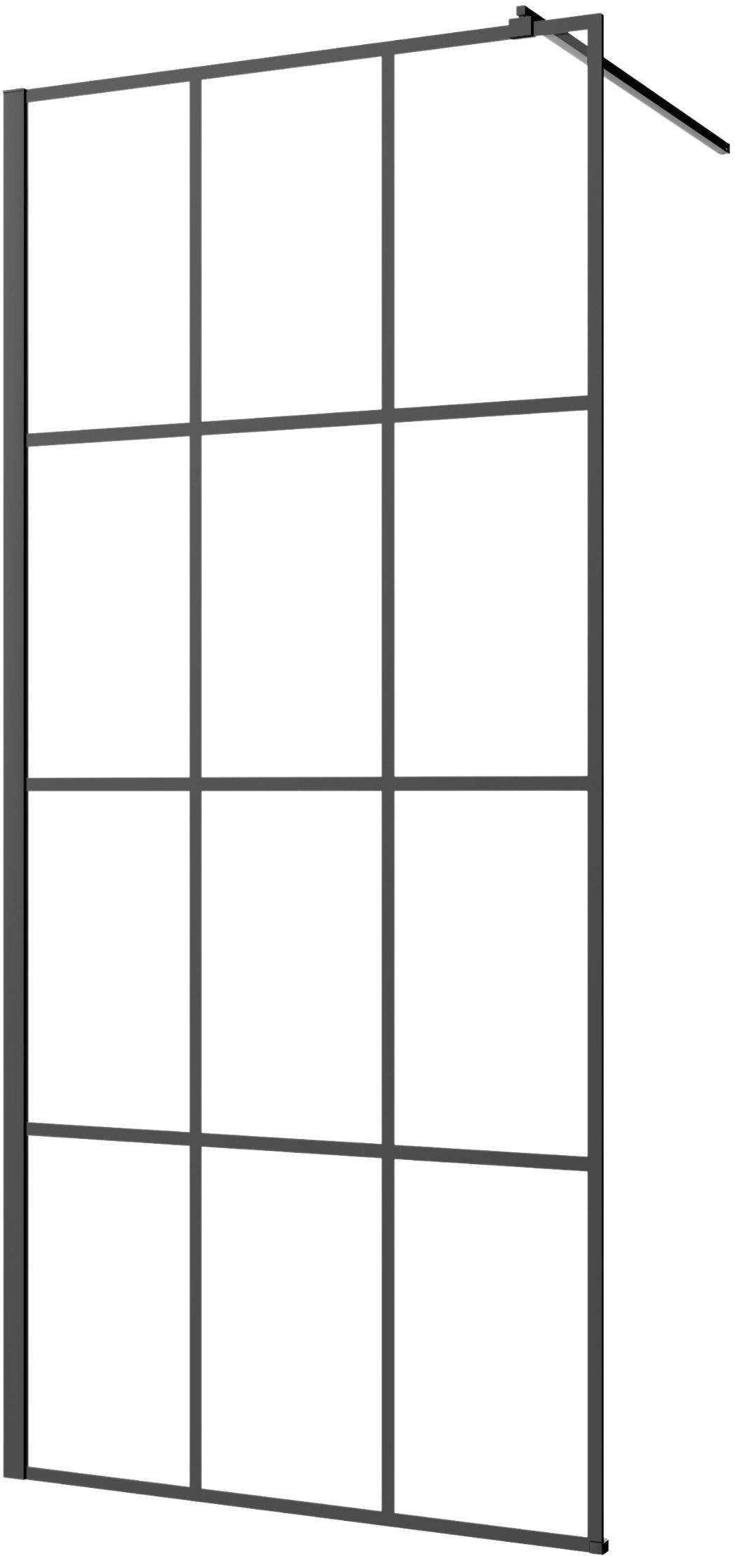 Invena mampara de ducha walk-in 100 cm negro semimate/vidrio con patrón AK-32-107