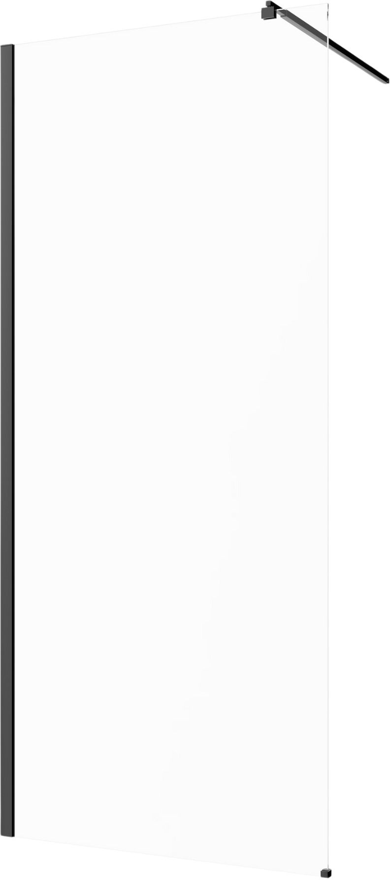 Invena mampara de ducha walk-in 100 cm negro semimate/vidrio transparente AK-32-101