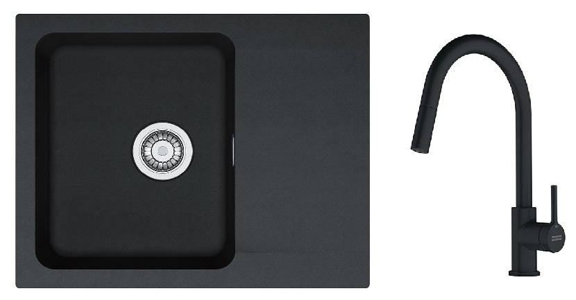 Conjunto grifo de cocina Franke Lina 115.0626.053, fregadero Tectonite Franke Orion 114.0286.441