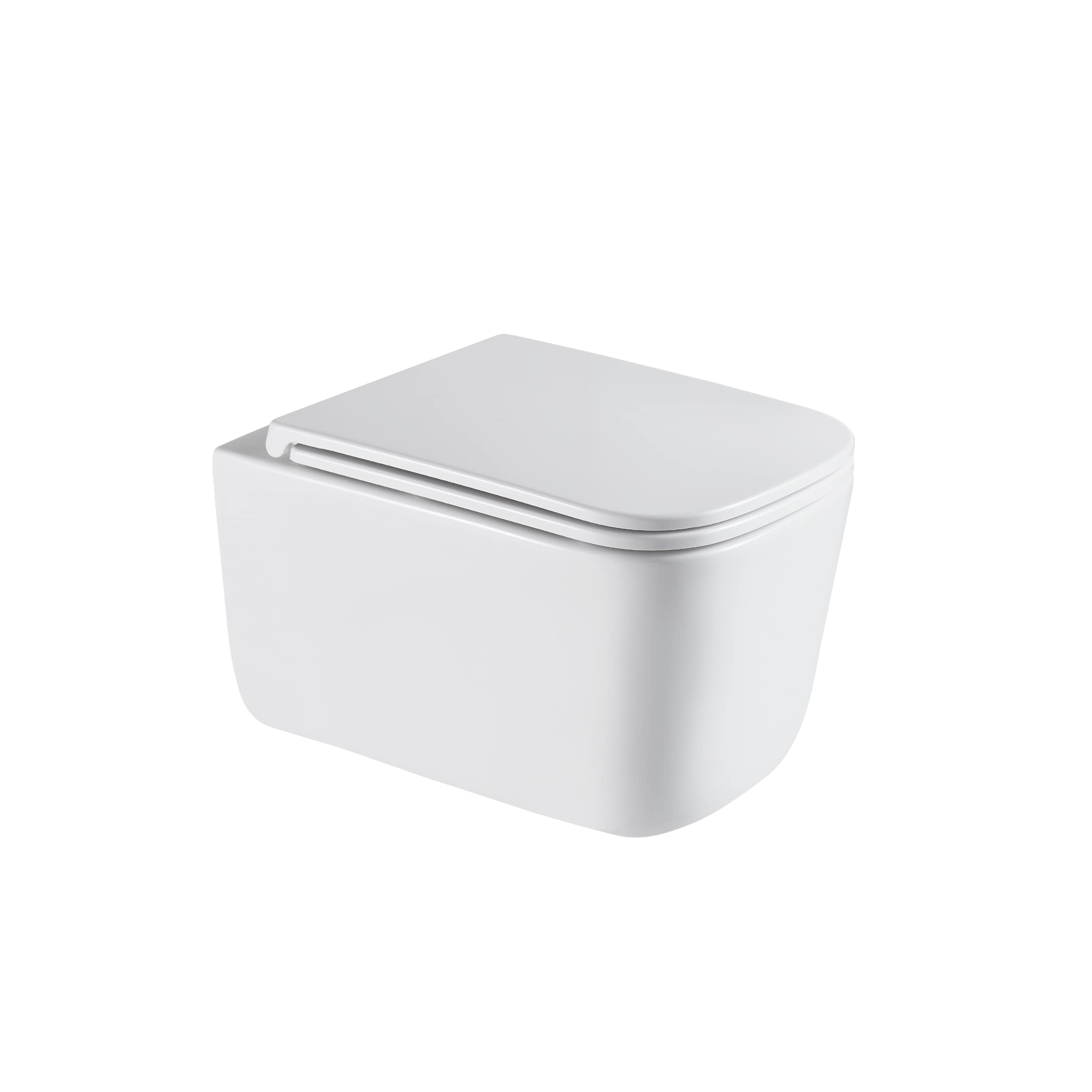 Invena Malaga taza de inodoro con asiento de cierre suave suspendido sin reborde con descarga de remolino blanco brillante CE-96-001