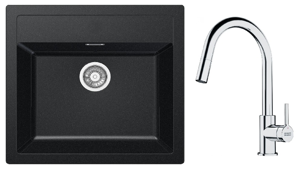 Conjunto fregadero Tectonite Franke Sirius 114.0205.049, grifo de cocina Franke Lina 115.0693.229