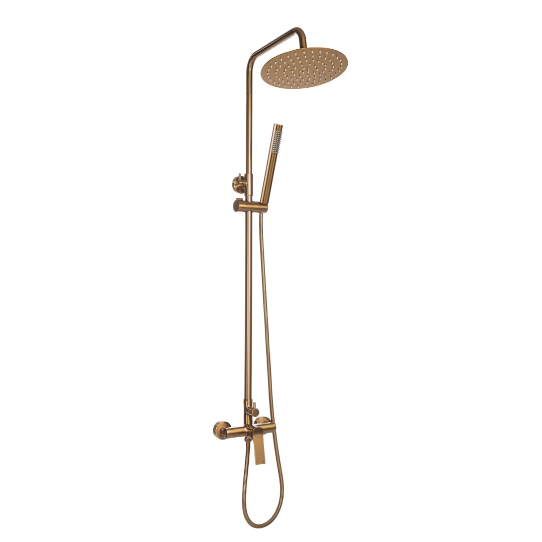 Invena Neri Plus conjunto de ducha a pared con rociador con efecto lluvia cobre AU-P9-B14