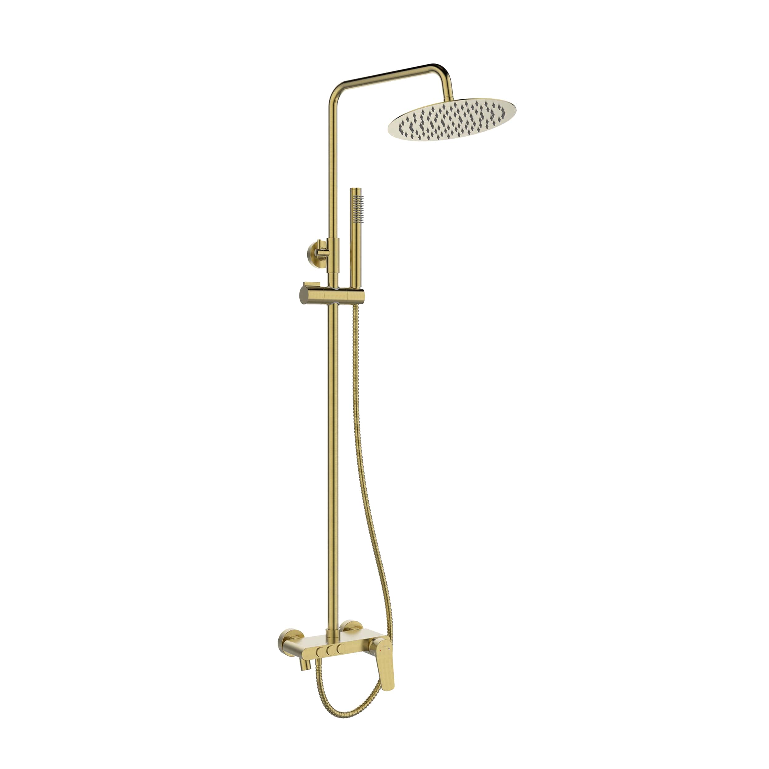 Invena Alonia conjunto de ducha a pared con rociador con efecto lluvia oro AU-70-D09