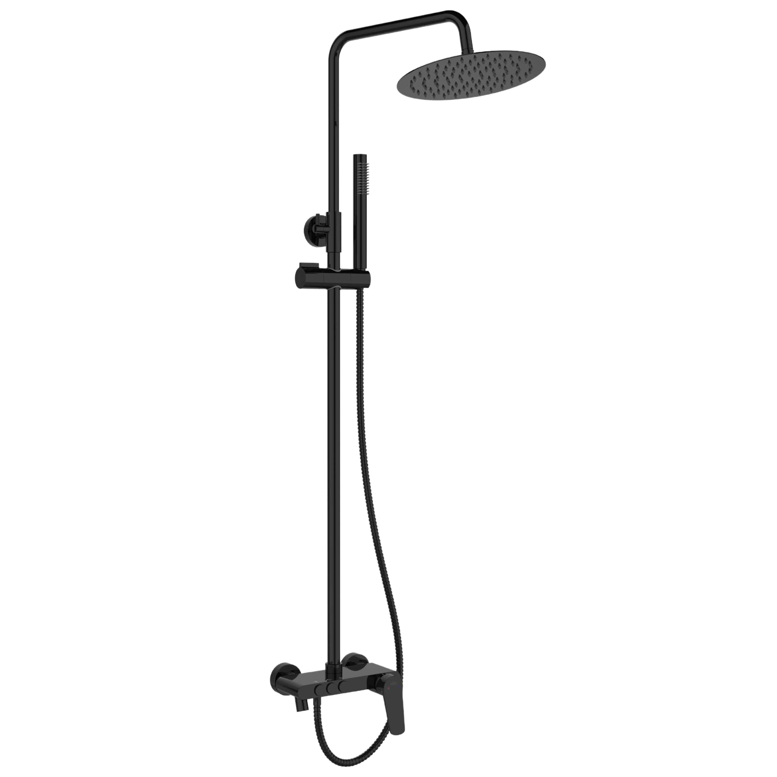 Invena Alonia conjunto de ducha a pared con rociador con efecto lluvia negro AU-70-D04