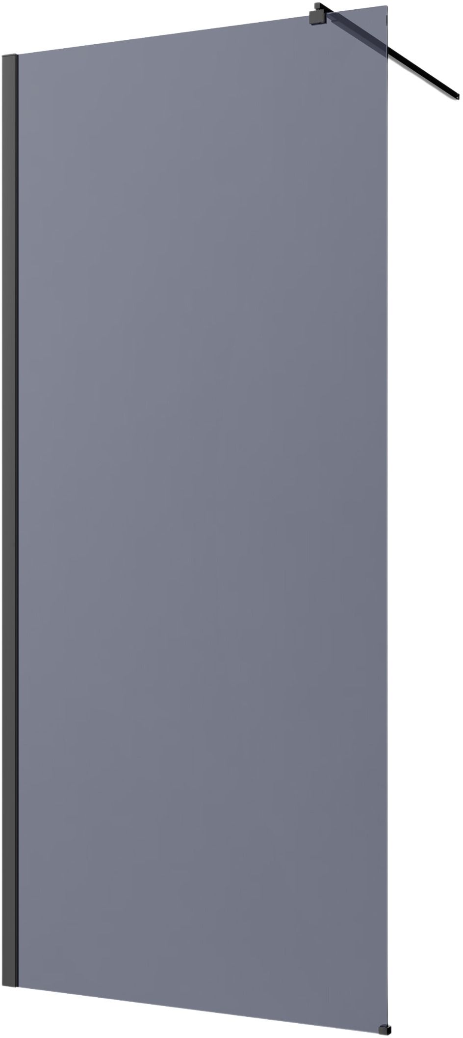 Invena mampara de ducha walk-in 90 cm negro semimate/vidrio con tono grafito AK-32-193