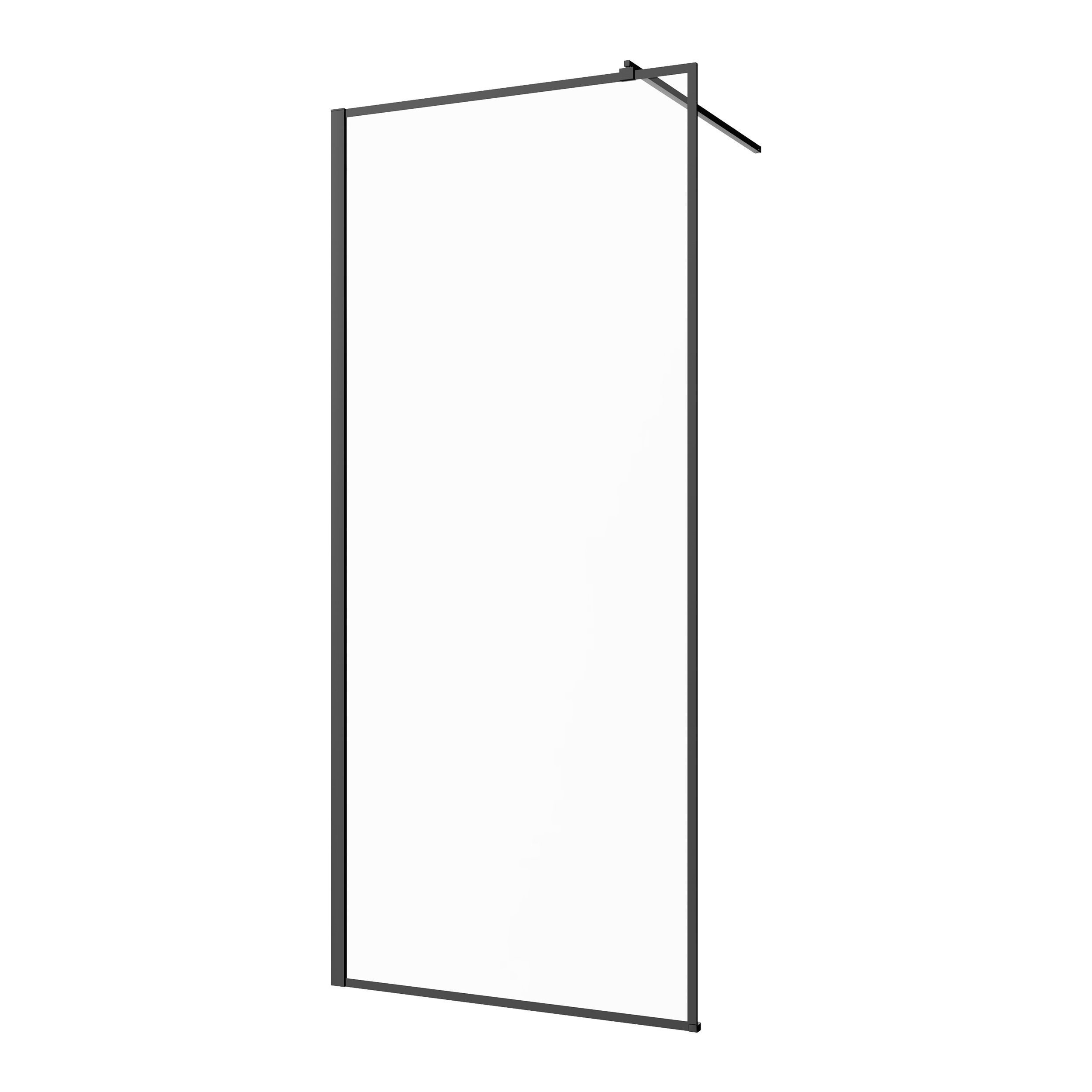 Invena mampara de ducha walk-in 80 cm negro semimate/vidrio transparente AK-32-188