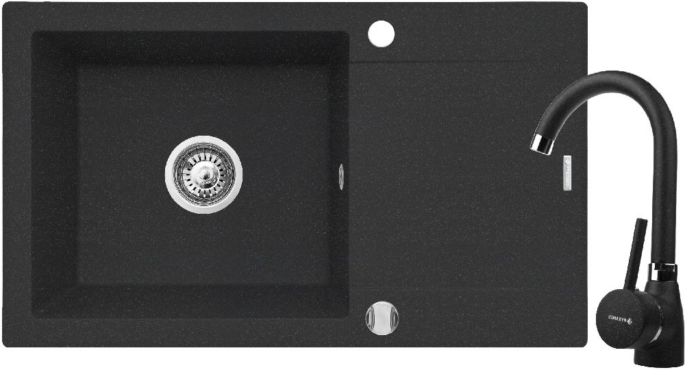 Pyramis Korfu fregadero con grifo negro/negro 070060901BN