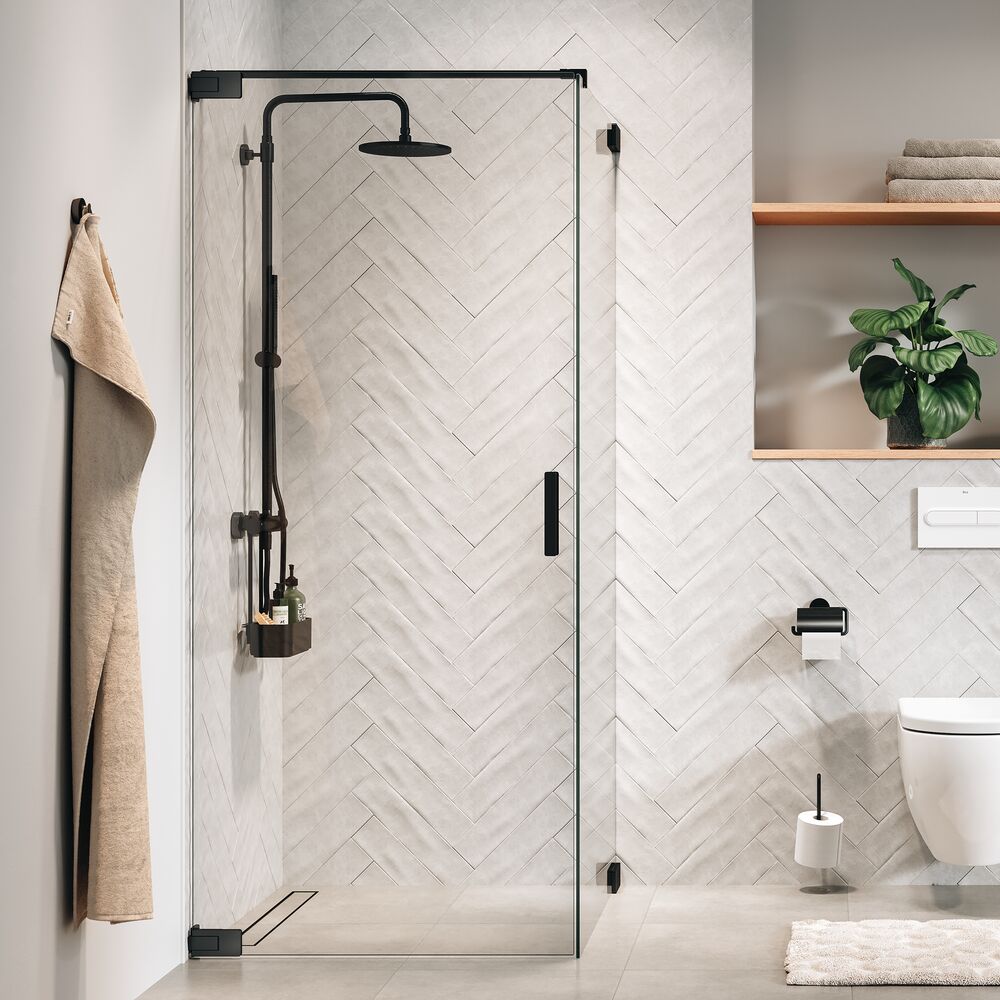 Sealskin Pure puerta de ducha 90 cm oscilante grafito cepillado/vidrio transparente PU160906145100