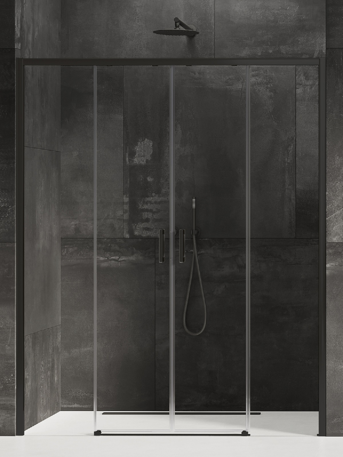New Trendy Prime Black puerta de ducha 180 cm corredera negro mate/vidrio transparente D-0345A