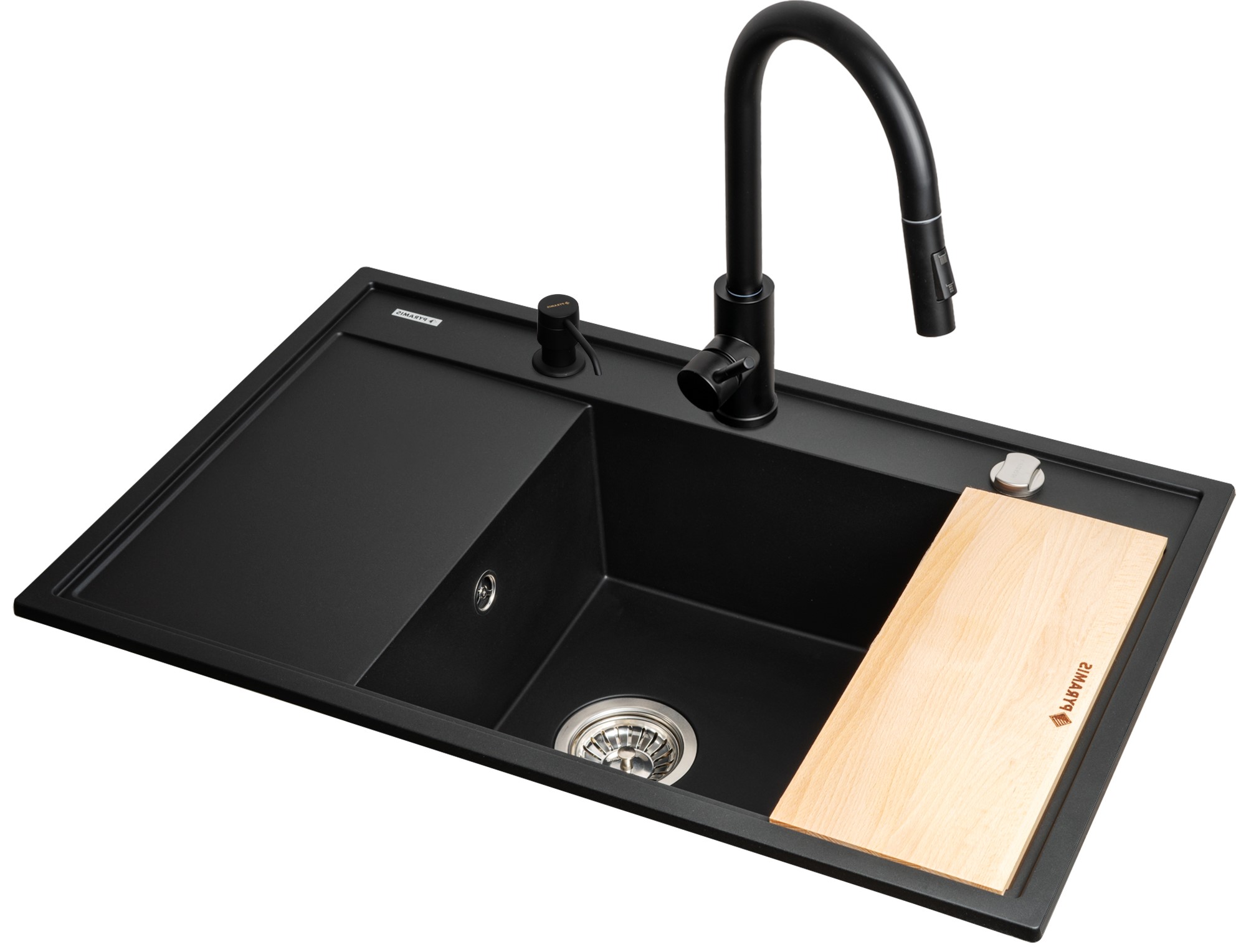 Pyramis Camea fregadero con grifo negro/negro 070168501I