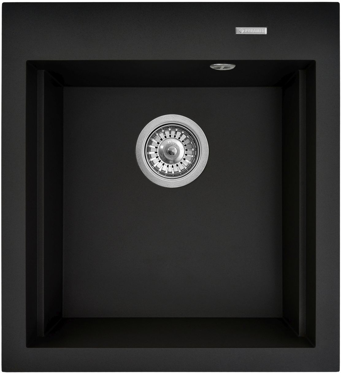 Pyramis Siros fregadero de granito 47x51.5 cm negro 070168901