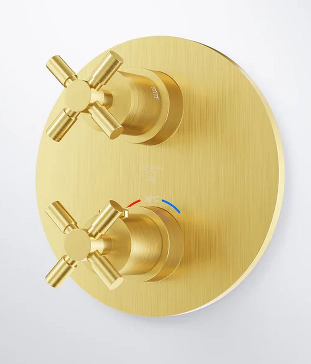 Steinberg 250 grifo de bañera y ducha empotrado con termostato oro 25041333BG