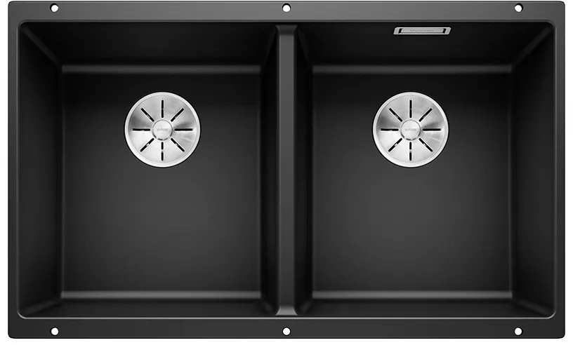 Blanco Subline 350/350-U fregadero de granito 70.5x40 cm negro 525987