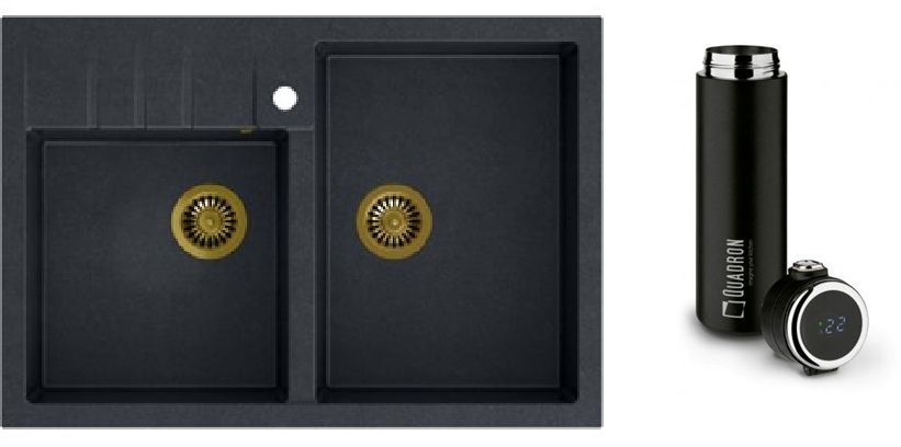 Conjunto fregadero GraniteQ Quadron Bill HCQB9062U8_PVDG1, taza térmica Quadron M0051