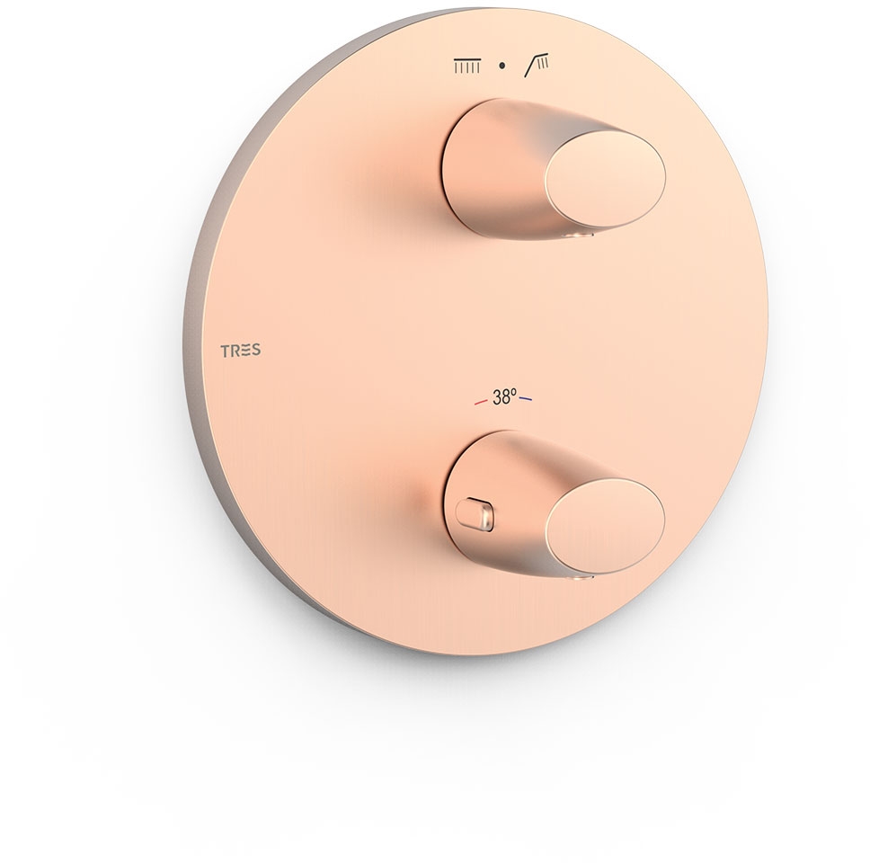 Tres Fuji grifo de bañera y ducha empotrado con termostato oro 28125001OPM