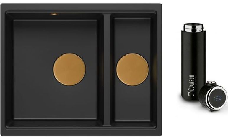 Conjunto fregadero GraniteQ Quadron Logan HCQL5646U7-C1_U, taza térmica Quadron M0051