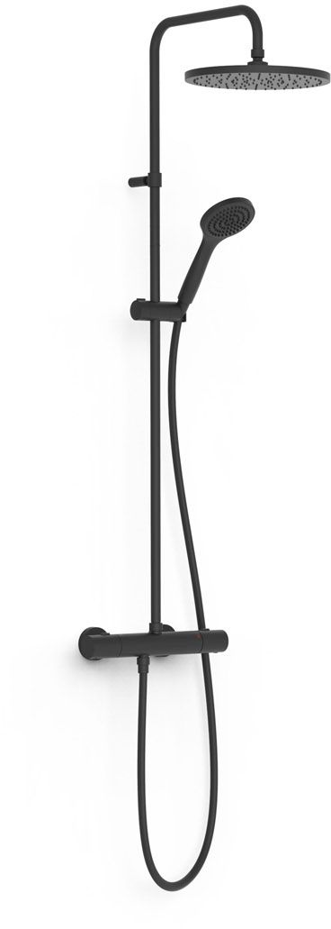 Tres Over-Wall conjunto de ducha a pared con termostato con rociador con efecto lluvia negro 19039301NM