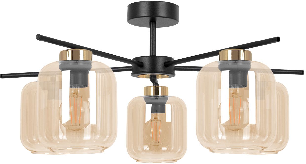 Kaja Iga lámpara de techo 5x15 W negro-oro-ámbar K-5512