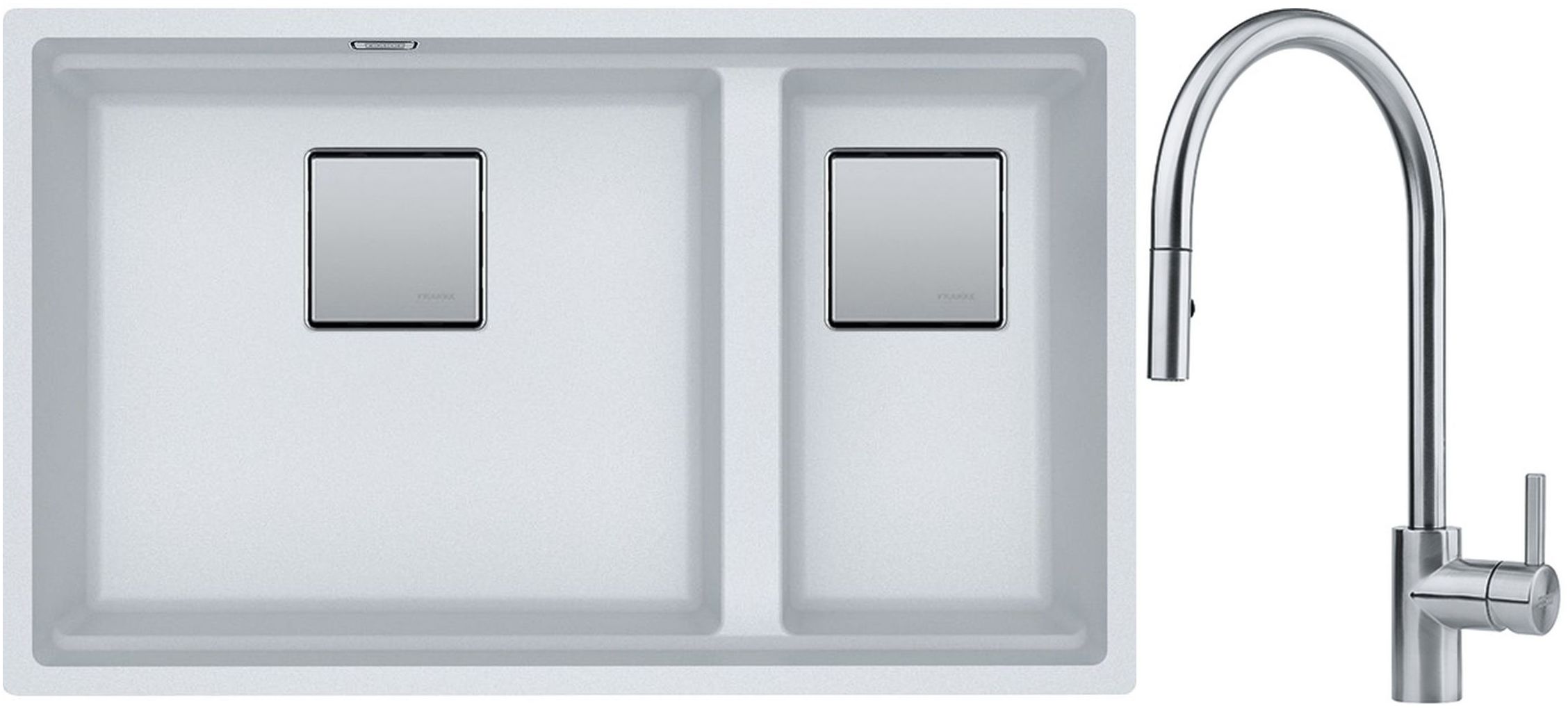 Conjunto fregadero de granito Franke Kanon 125.0529.874, grifo de cocina Franke Eos 115.0590.045