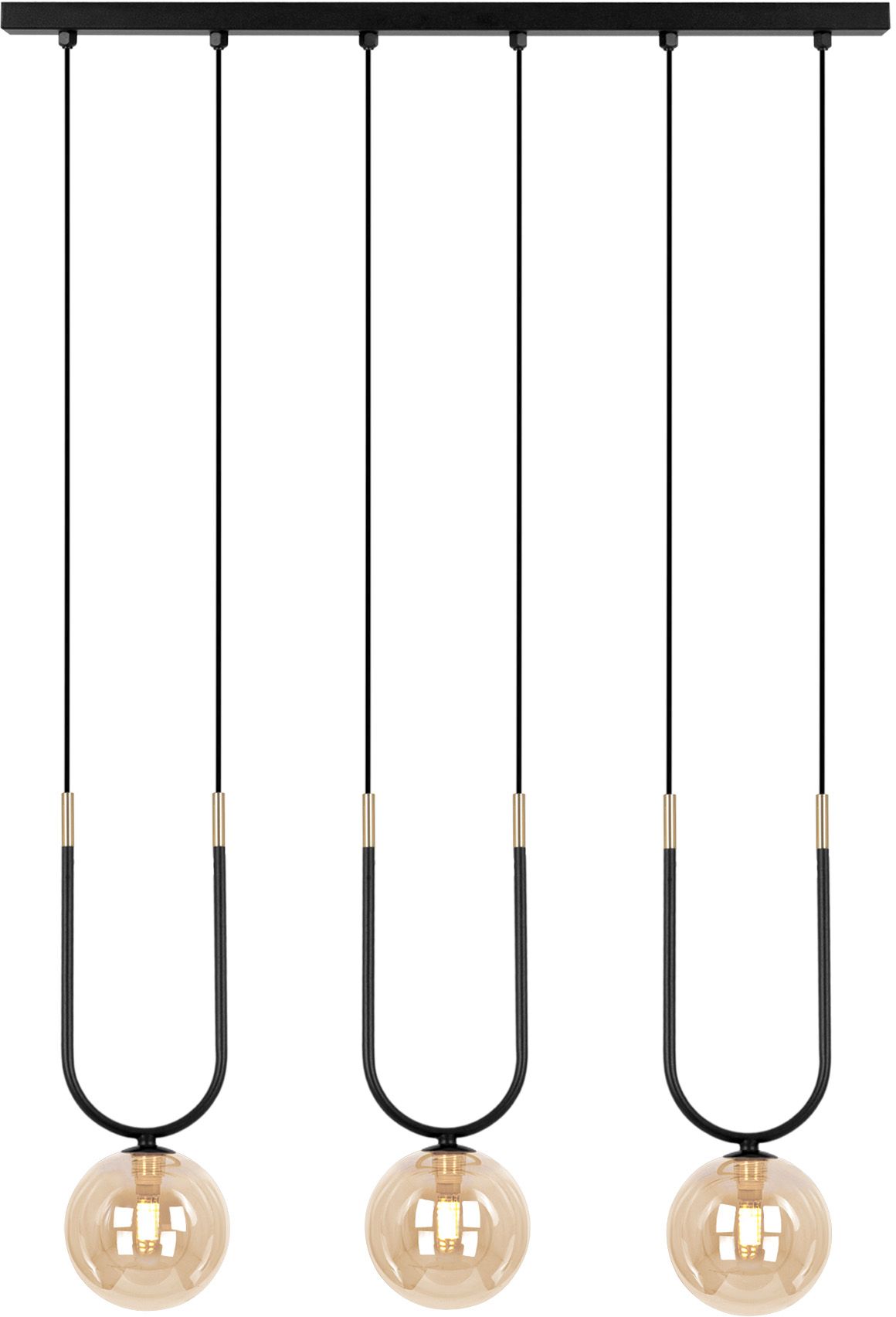 Kaja Goldi lámpara colgante 3x10 W negro-oro-ámbar K-5596