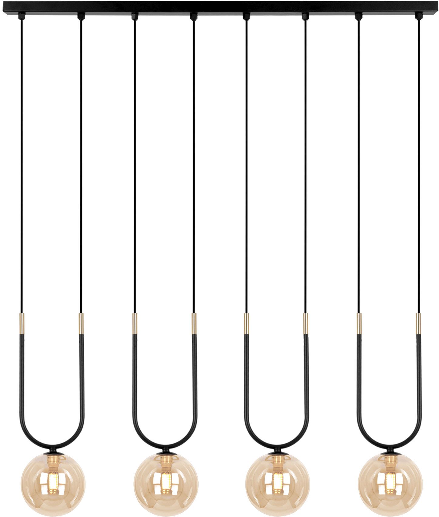 Kaja Goldi lámpara colgante 4x10 W negro-oro-ámbar K-5597