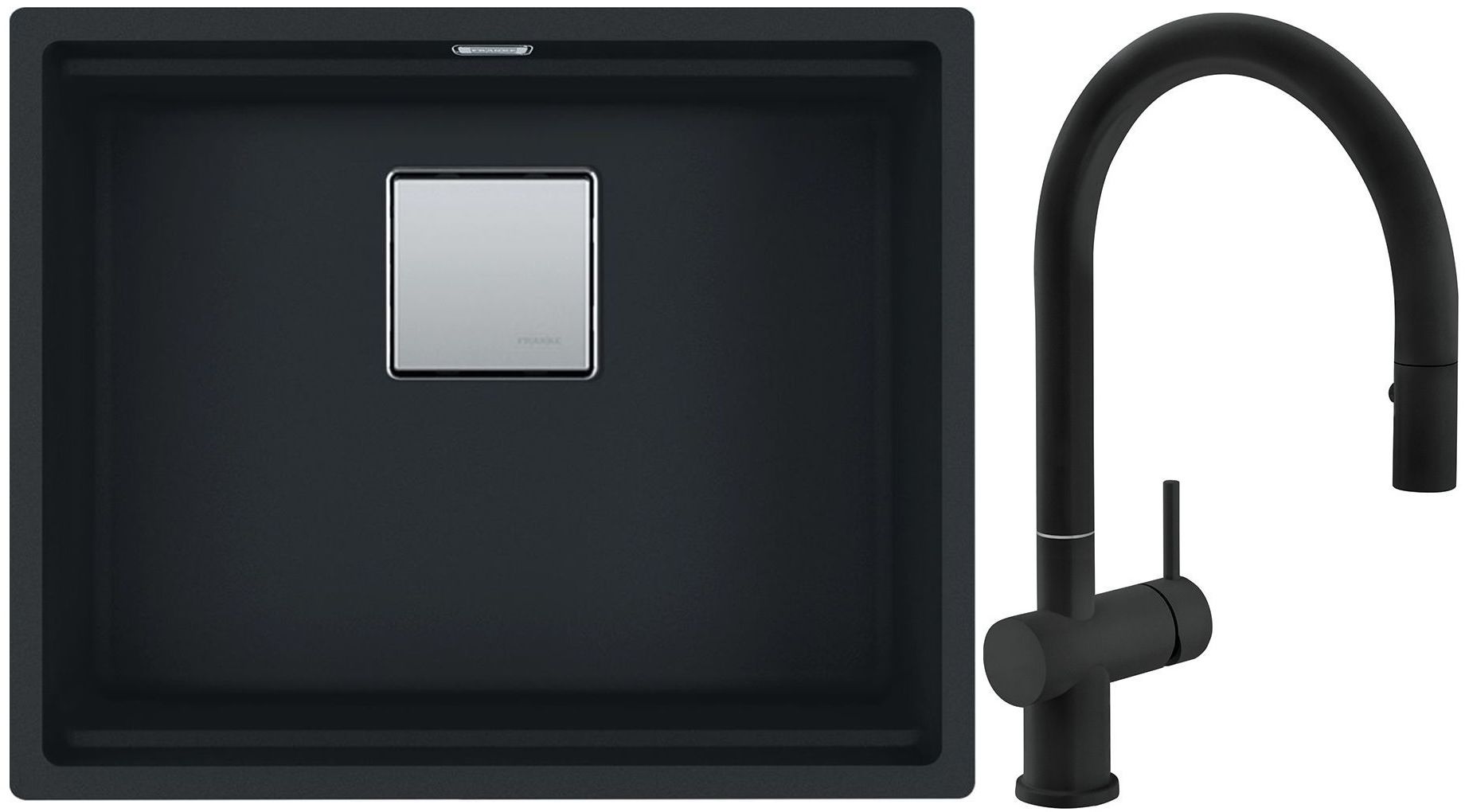 Conjunto fregadero de granito Franke Kanon 125.0630.924, grifo de cocina Franke Active Neo 115.0653.404