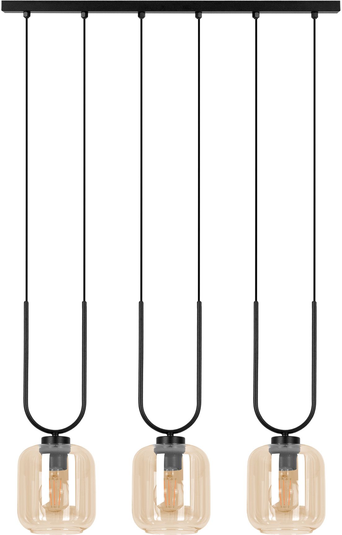 Kaja Coni lámpara colgante 3x15 W negro-ámbar K-5581