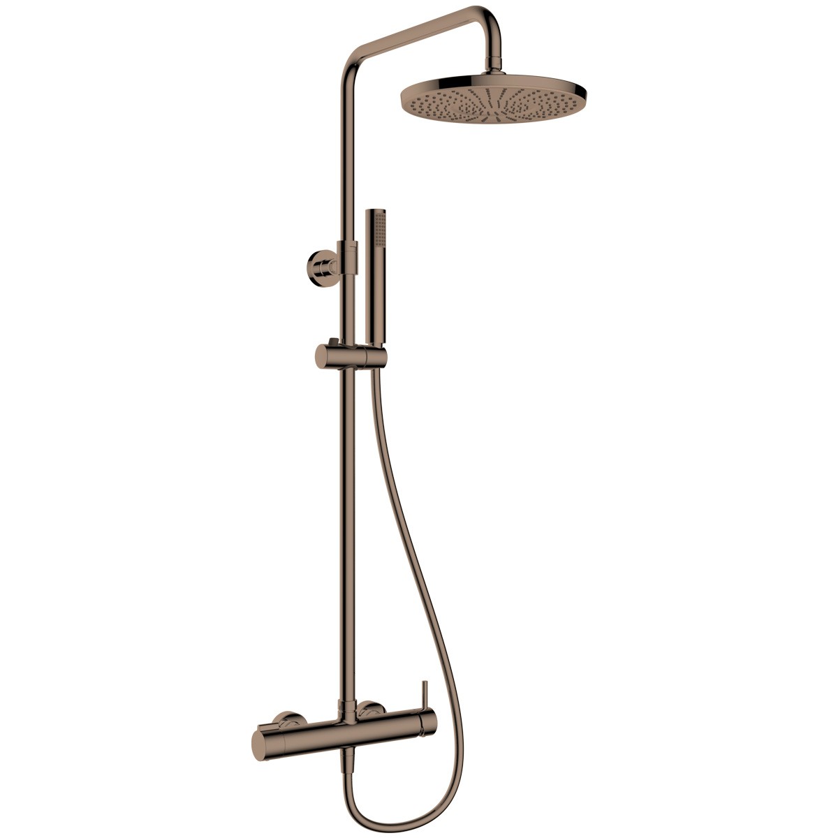 Oltens Molle conjunto de ducha a pared con rociador con efecto lluvia cobre cepillado 36504610