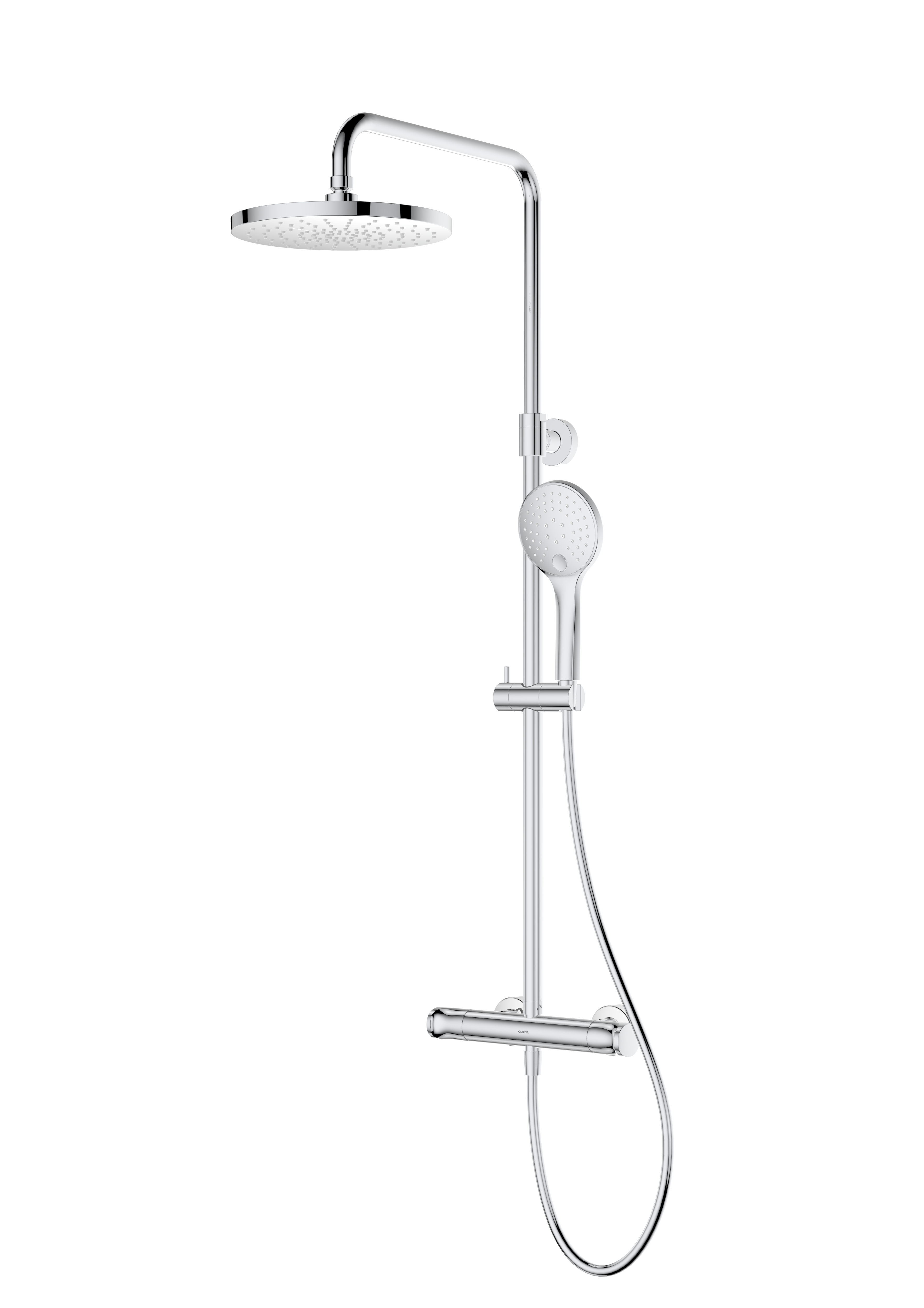 Oltens Vatten conjunto de ducha a pared con termostato con rociador con efecto lluvia cromo 36505100