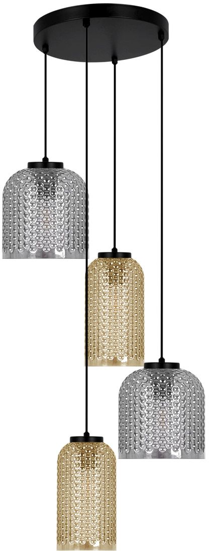 Kaja Capri lámpara colgante 4x15 W negro-ámbar-grafito K-5627