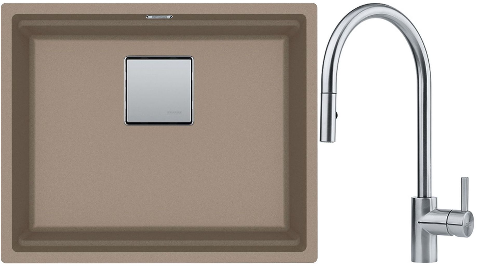 Conjunto fregadero de granito Franke Kanon 125.0529.602, grifo de cocina Franke Eos 115.0590.045