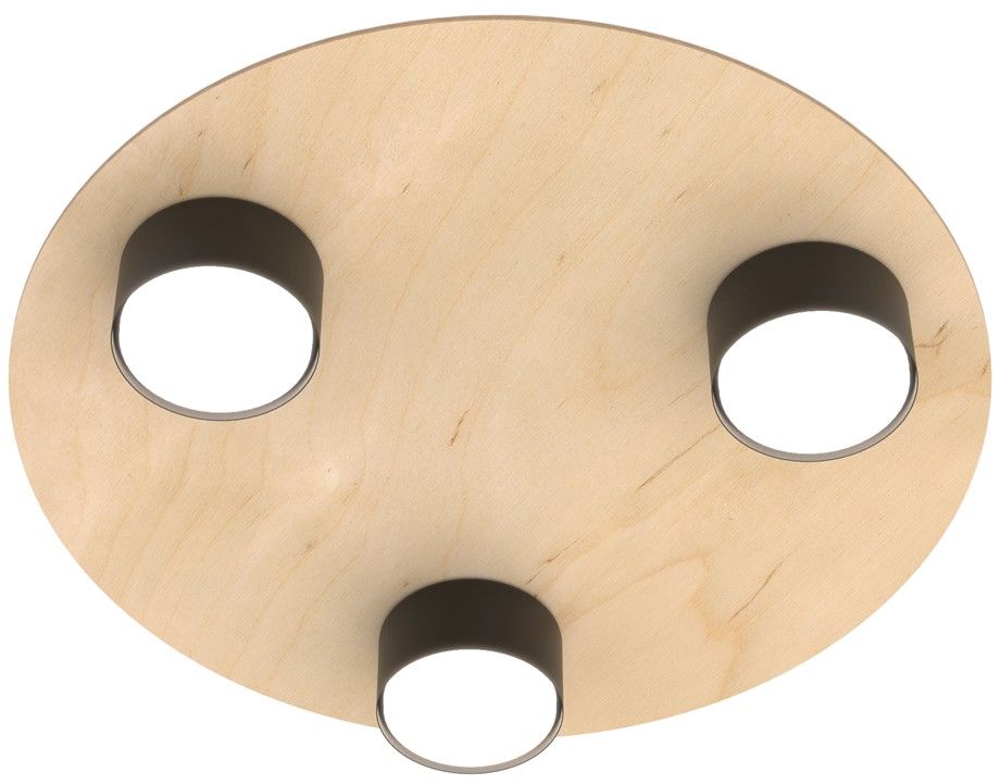 Emibig Pixo lámpara de techo 3x12 W negro-madera 1443/3