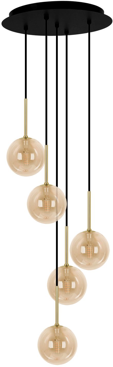 Kaja Galaxy lámpara colgante 5x10 W negro-oro-ámbar K-5561