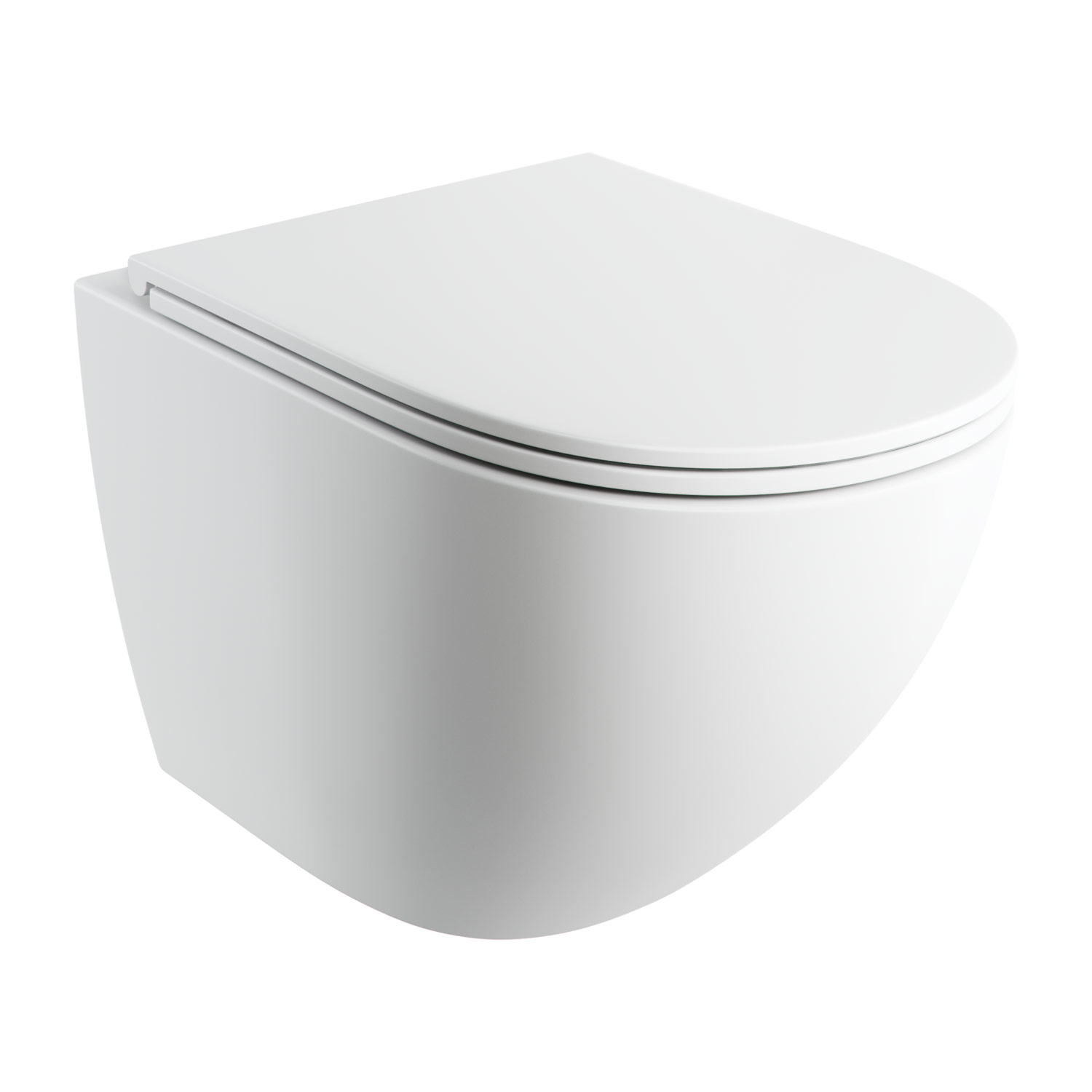 Omnires Ottawa taza de inodoro con asiento de cierre suave suspendido sin reborde con descarga de remolino blanco mate OTTAWACSPMWBM