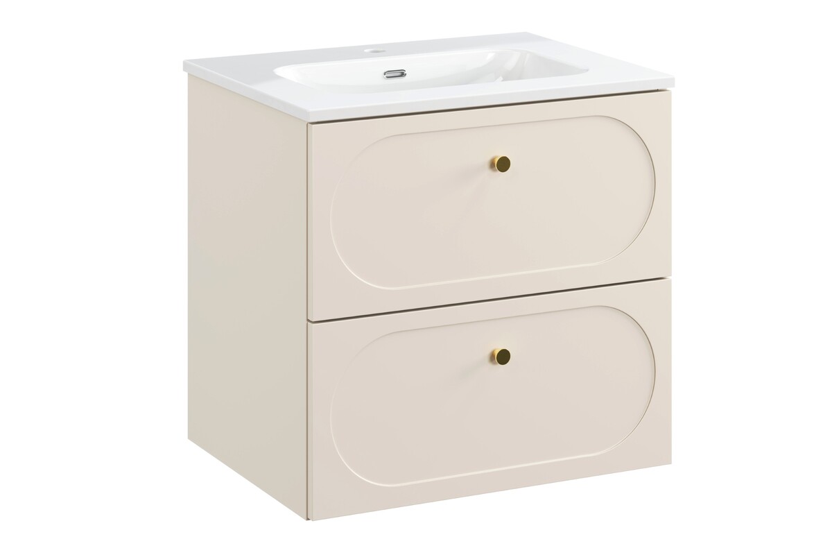 Conjunto armario Comad Donna Sand DONNA SAND 82-60-46-2S, lavabo Comad Fly FLY WHITE GLOSS UM 60-46 DP ( E-8073-60 )