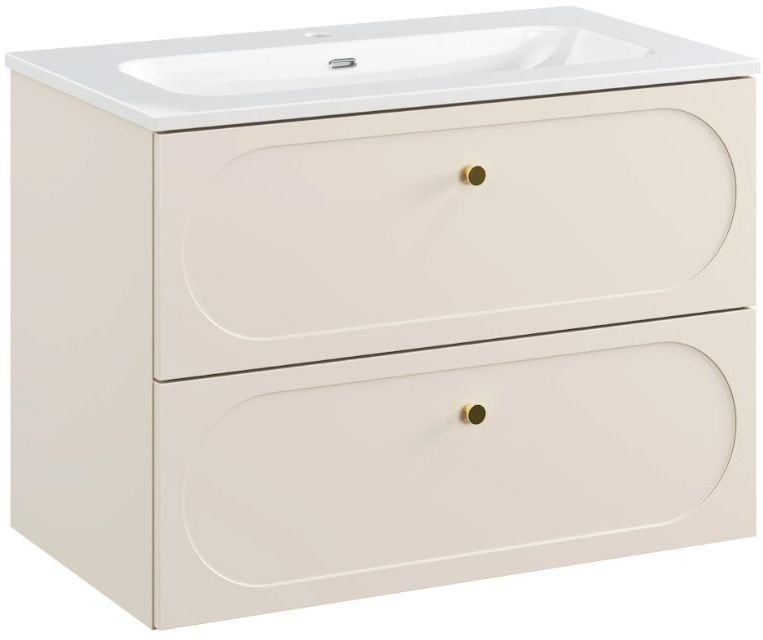Conjunto armario Comad Donna Sand DONNA SAND 82-80-46-2S, lavabo Comad Fly FLY WHITE GLOSS UM 80-46 DP ( E-8073-80 )